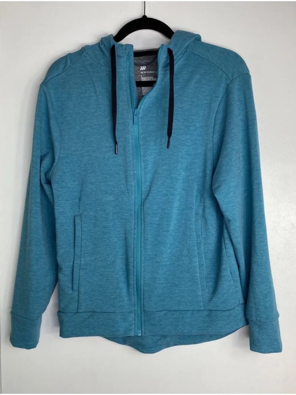 All In Motion Size S Teal Blue Mens Zip Up Hoodie Athletic